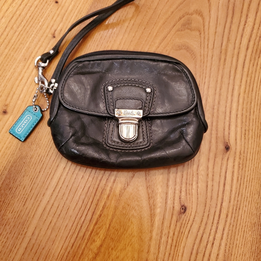 Coach zip and flap pocket wristlet